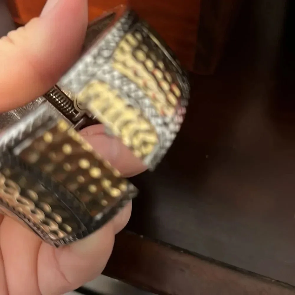 Silver and Gold Plated Two Tone Cuff Statement Bracelet One Size